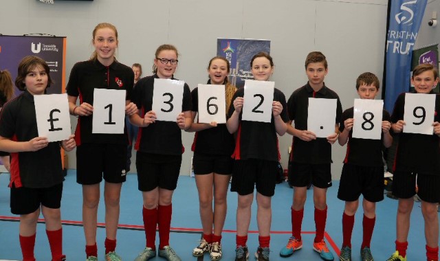 Students count the cash for Sport Relief