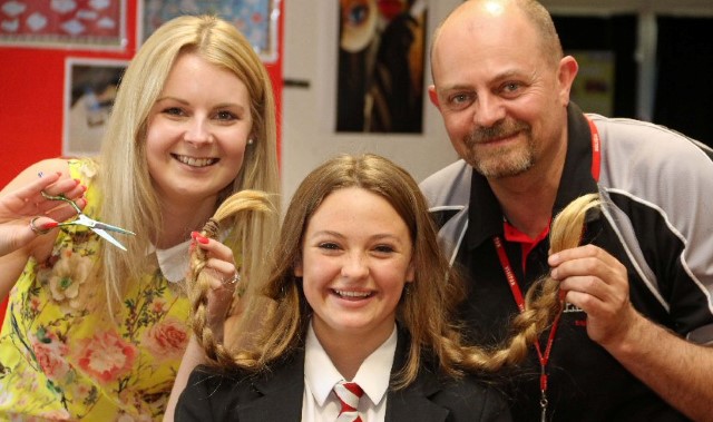 Pupils has her plaits shaved for charity