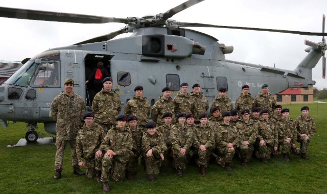 Royal Navy helicopter makes school visit