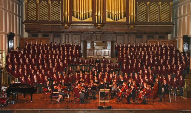 Pupils perform at Newcastle City Hall in a collective Christmas worship