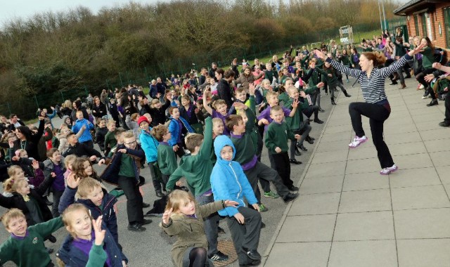 Students wake and shake to start the day