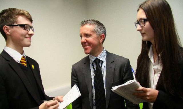 Pupils pose political questions to press editor Pupils pose political questions to press editor