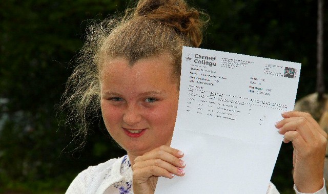 Determined student celebrates her college results with pride