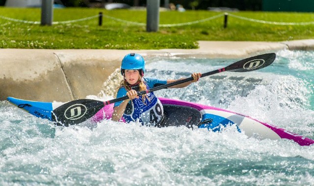 Talented young canoeist is on the crest of a wave