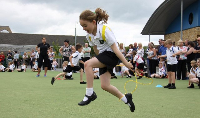 Children show prowess at  jumping, skipping and running