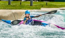 Talented young canoeist is on the crest of a wave